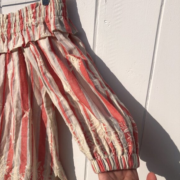 Misa Los Angeles Striped Off The Shoulder Smocked Embroidered Boho Top - Picture 3 of 10